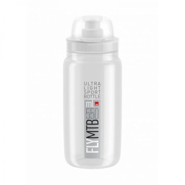 Велобутылка Elite, FLY MTB, 550мл, прозрачная, серый логотип