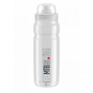Велобутылка Elite, FLY MTB, 750мл, прозрачная, серый логотип